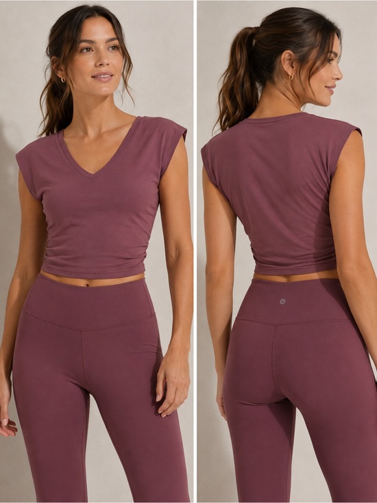 Athleta Tops - Athleta Vita Free Cropped Tee Transcend Plum Crop Top size Medium